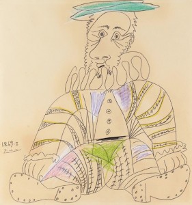    Seated Man, 1969Pencil & colored crayons on paper